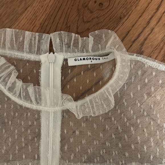 Sheer white top with rufffles size small - Picture 3 of 6